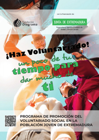 Cartel del programa de promoción del voluntariado social en la población joven de Extremadura